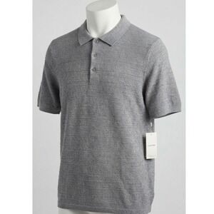 Free Assembly Mens 2XL Grey Textured Knit Short Sleeve Sweater Polo Shirt NEW